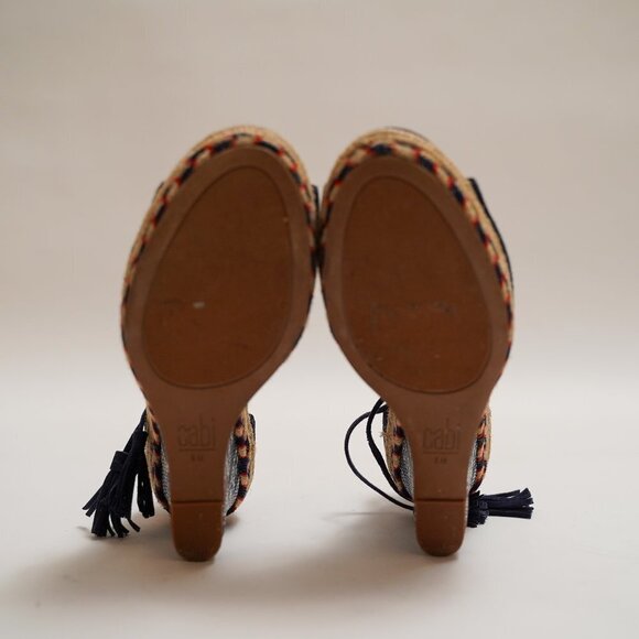 CAbi "Isla" Espadrille Lace Up Open Toe Wedges - Picture 7 of 9